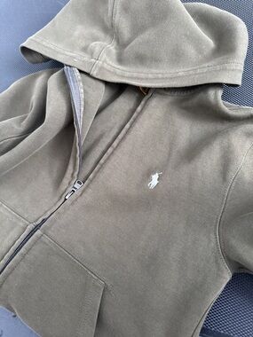 Polo by Ralph Lauren Olive Zip-Up Hoodie with White Pony